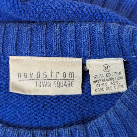 90s Vintage Nordstrom Short Sleeve Crew Neck Sweater Blue Size Medium - Picture 4 of 15